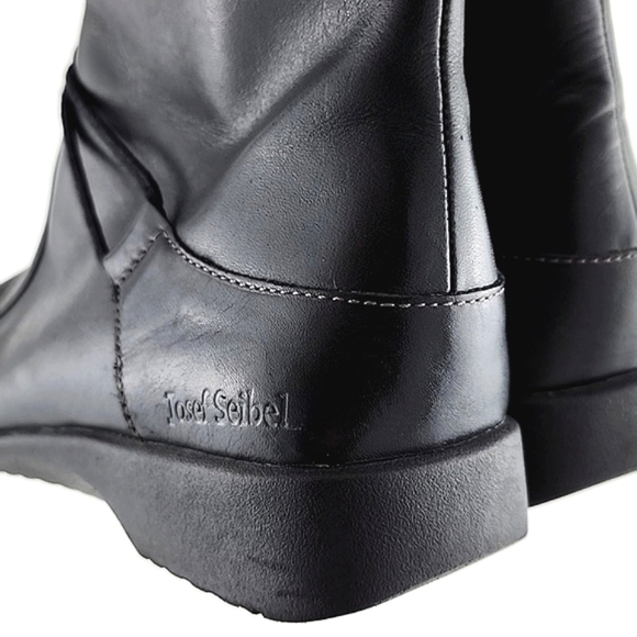 Josef Seibel Black Leather Ankle Boots White Stitching Square Toe & Heel Size 39 - Picture 14 of 16